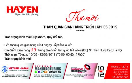 Thư mời tham quan gian hàng Hà Yến tại triển lãm ICS 2015