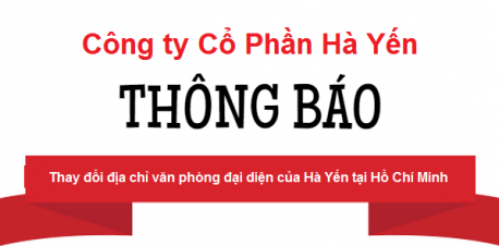Thông báo thay đổi địa chỉ Văn phòng Đại diện tại TP.HCM