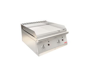 Half smooth, half ribbed gas fry top