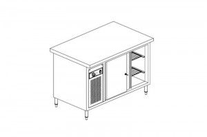 Electric-used serviceware drying counter - 12kW - 2 sliding doors, 2 sides 