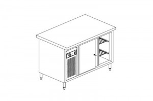 Electric-used serviceware drying counter - 15kW - 2 sliding doors, 2 sides