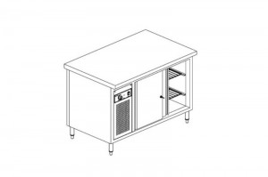 Electric-used serviceware drying counter - 15kW - 2 sliding doors, 1 side