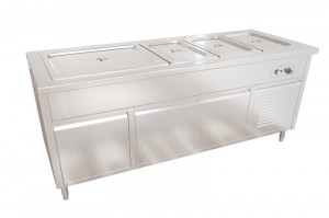 Electric-used bain marie counter - 03 GN 1/1 trays and 01 GN 2/1 tray - 3 doors