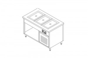 Electric-used bain marie counter - 03 GN 1/1 trays