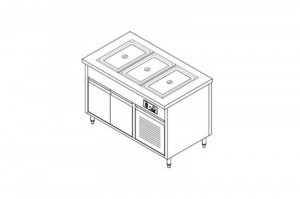 Electric-used bain marie counter - 03 GN 1/1 trays - 2 doors 