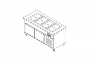 Electric-used bain marie counter - 04 GN 1/1 trays - 2 doors 