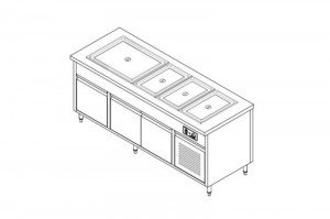 Electric-used bain marie counter - 03 GN 1/1 trays and 01 GN 2/1 tray
