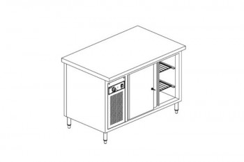 Electric-used serviceware drying counter - 12kW - 2 sliding doors, 1 side 