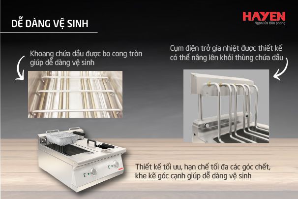 Bếp chiên nhúng điện công nghiệp thương hiệu Hà Yến có thiết kế tối ưu