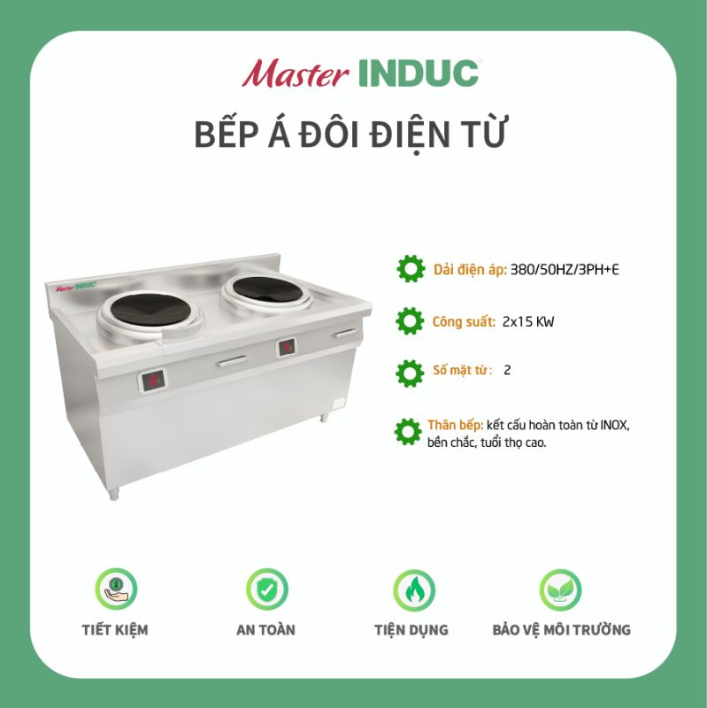 Bếp Á đôi điện từ công suất 15kW