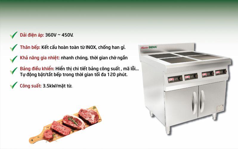 Bếp từ công nghiệp mặt phẳng MasterINDUC do Hà Yến cung cấp 
