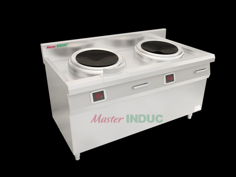 Bếp từ đôi công nghiệp được thiết kế với 2 vùng nấu độc lập