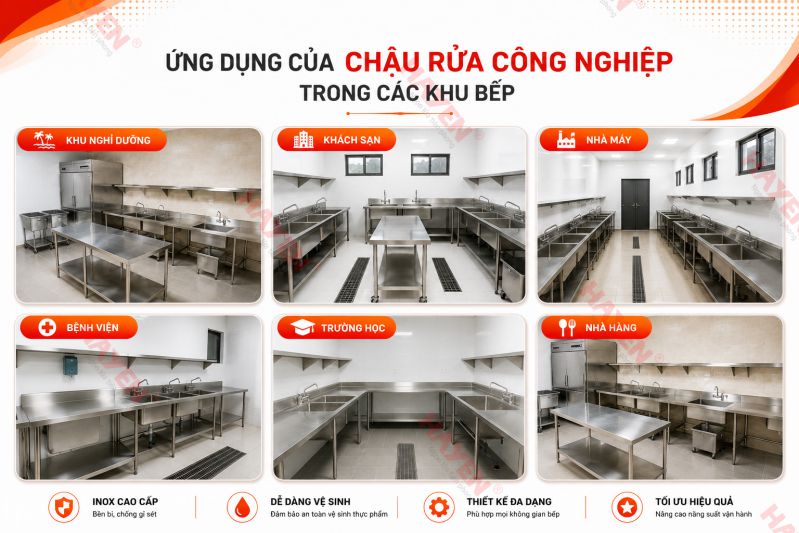 Ứng dụng của chậu rửa inox công nghiệp