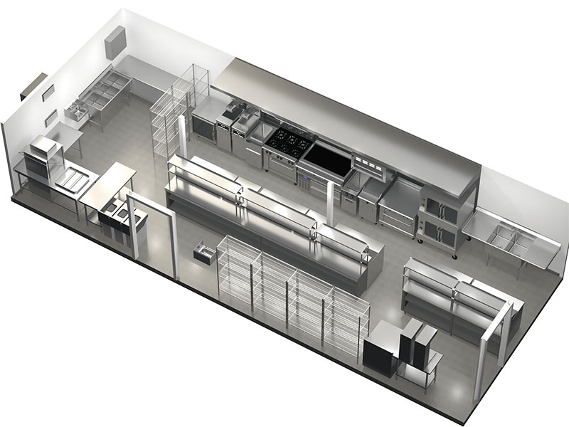 Bản vẽ 3D giúp hình dung tổng thể bếp sau khi hoàn thiện
