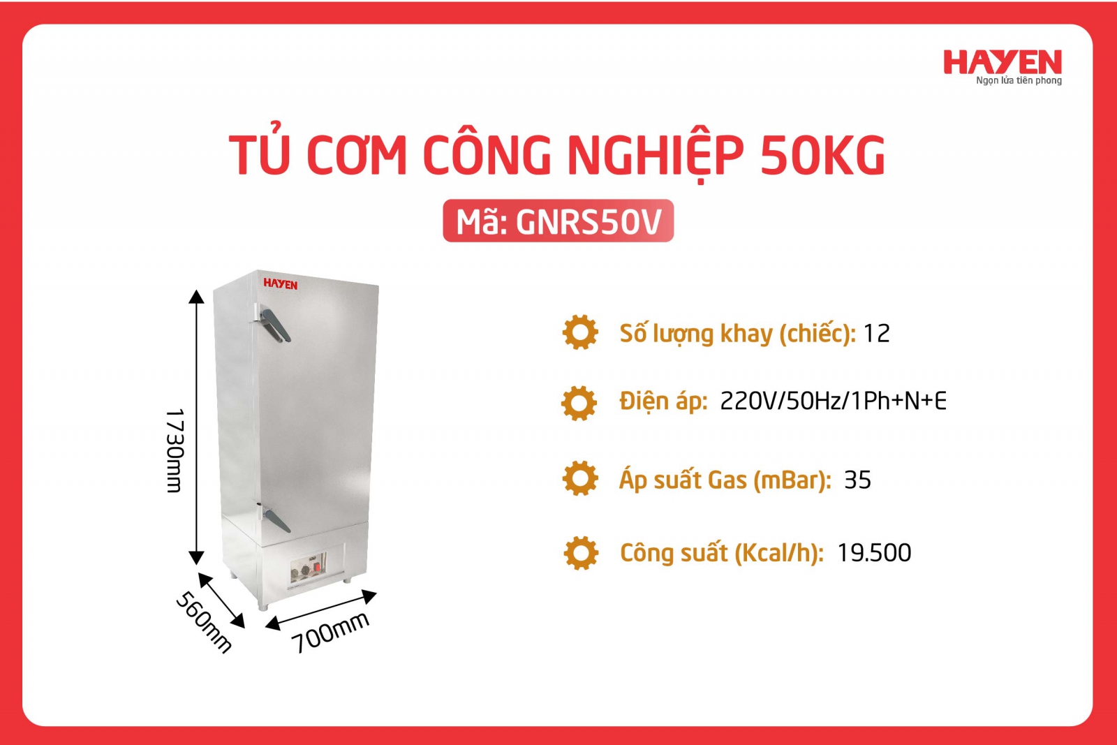 Tủ cơm công nghiệp Hà Yến 50kg
